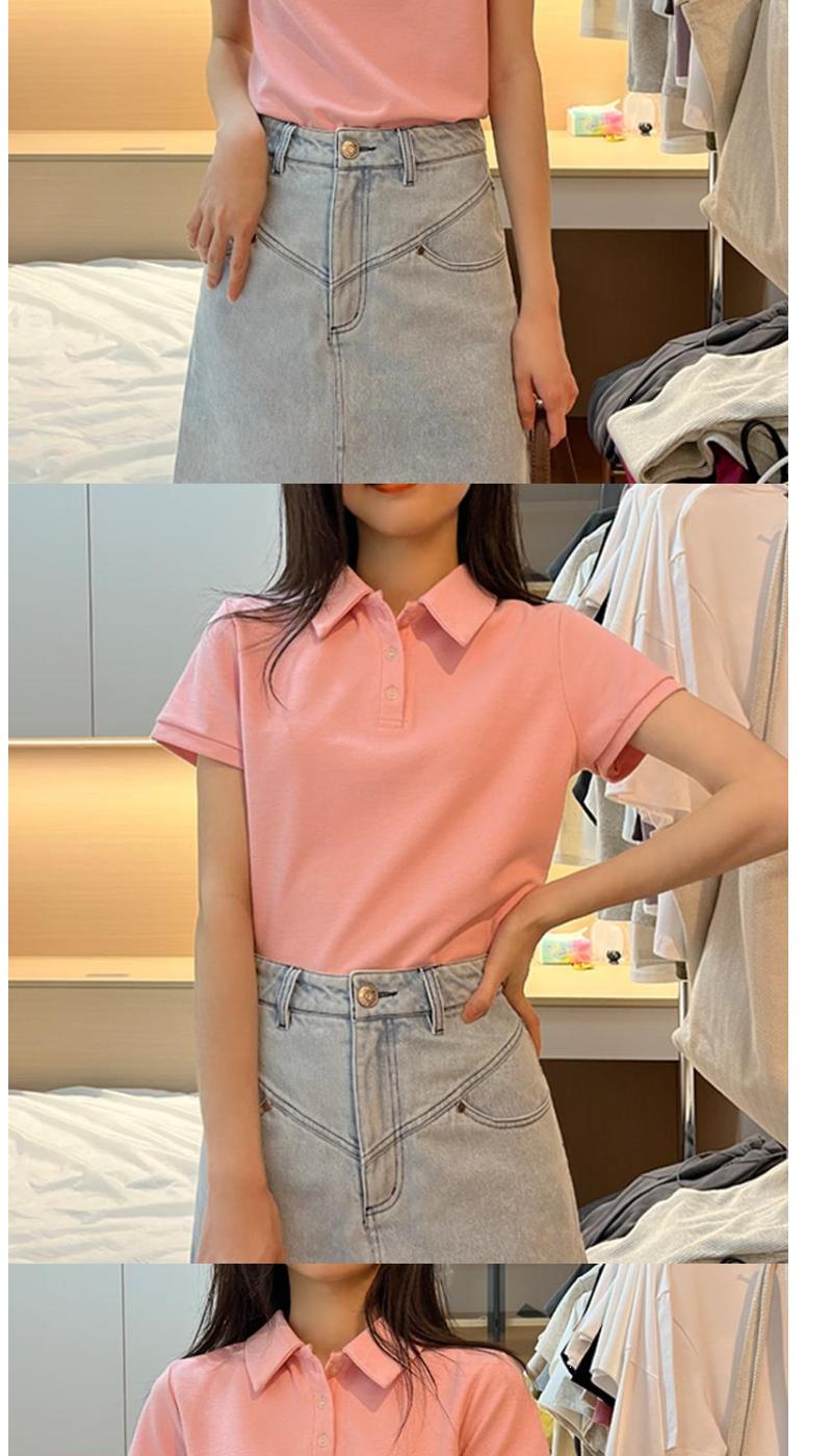 Product Introduction of White Short Sleeved T-Shirt For Women In Summer 2025, New Loose Polo Collar Small Shirt, Slimming And Versatile Shoulder Top, Autumn 11