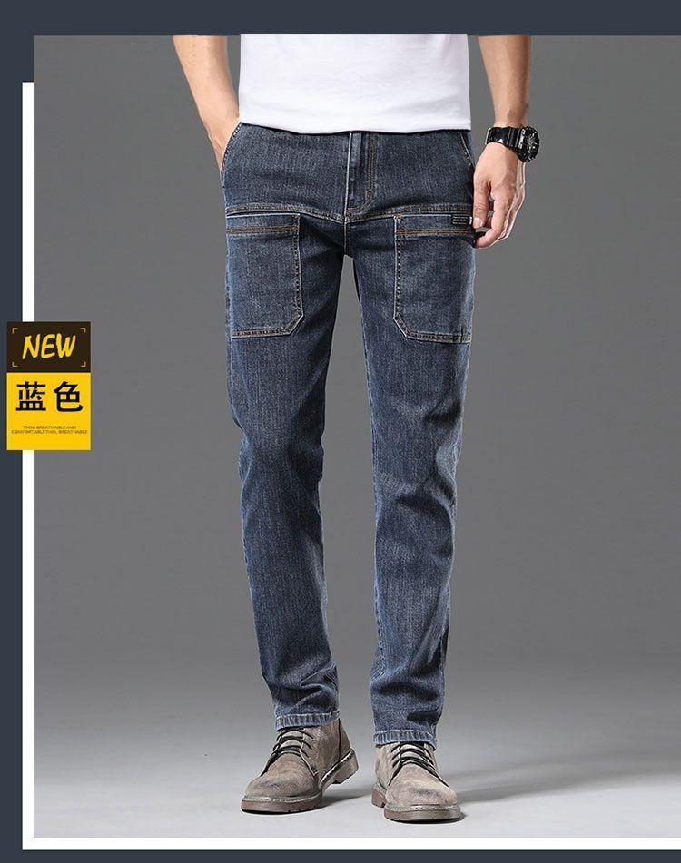 Product Introduction of Six-Pocket Men's Jeans Summer Super Elastic Straight Loose Elastic Zipper Pants Multi-Pocket Cargo Pants Men's Hard-Wearing Shorts 14