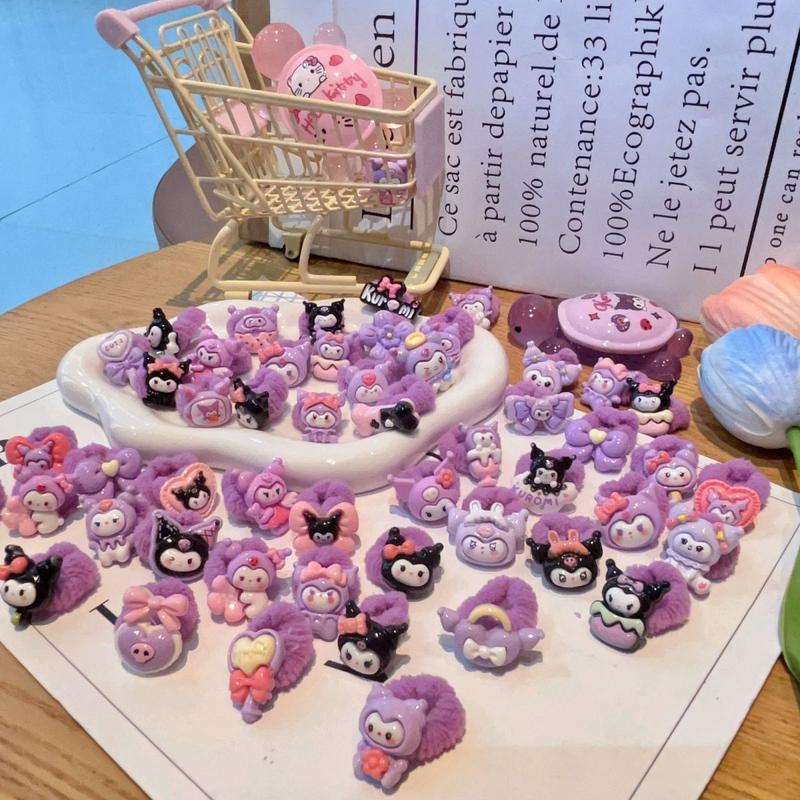 Sanrio Kuromi Children's Baby Hair Tie Thumb Hair Ring Non-Damaging High Elasticity Hair Tie Rubber Band Girls' Hair Accessories 2