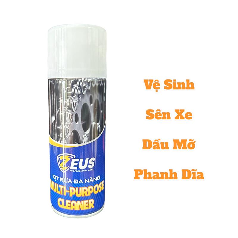 Chai Xịt Rửa Sên Làm Sạch Dầu Nhớt thương hiệu Zeus dung tích 400ml dạng xịt cầm tay vệ sinh tiện lợi