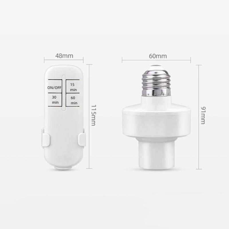 tolifeto High Quality 15/30/60 Min Timer Remote Control Lamp Holder Long Distance Potable E27 Bulb Lamp Holder Smart Wireless Light Bulb Socket Home 5