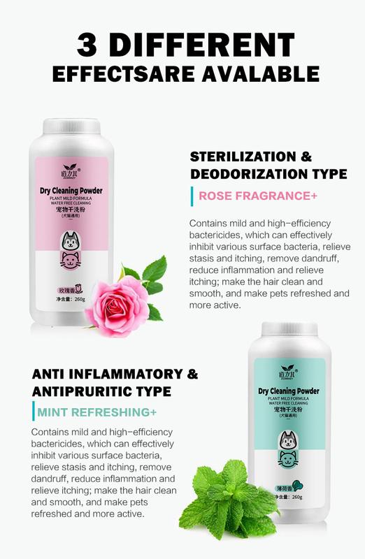Product Introduction of 260g Pet Dry Cleaning Powder Dog Cat Puppy Dry Cleaning Powder Anti Tick and Fleas 22