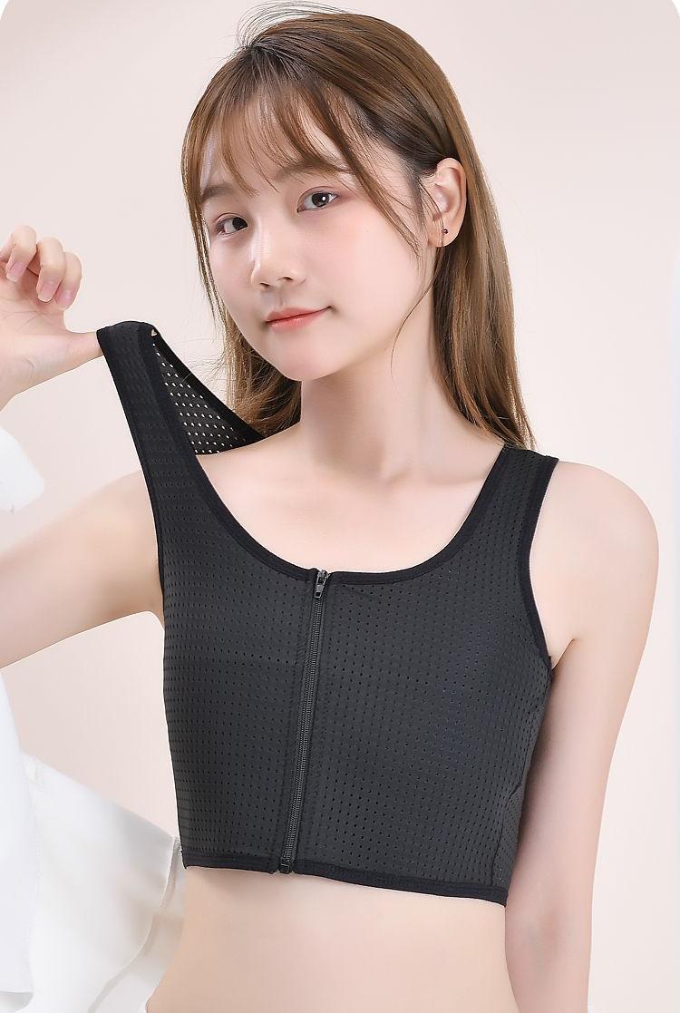 Product Introduction of Zipper bra, front mesh, bandage, shaping clothes, polyester sports bra for Tomboy Cosplay Tomboyzip underwear 4
