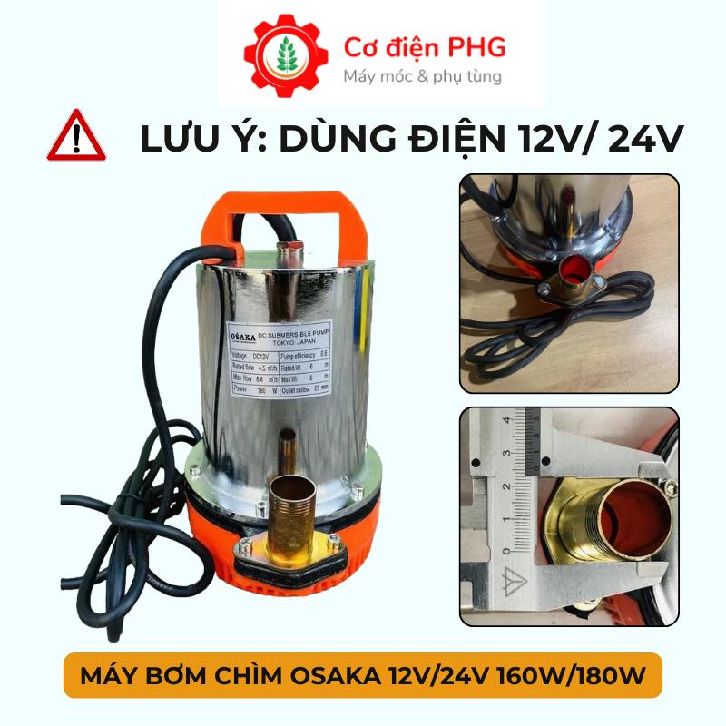 Bơm chìm mini OSAKA 12V/24V 160W-180W chống ngập, hút nước thải, tưới cây ăn trái - Máy bơm hút nước đa năng