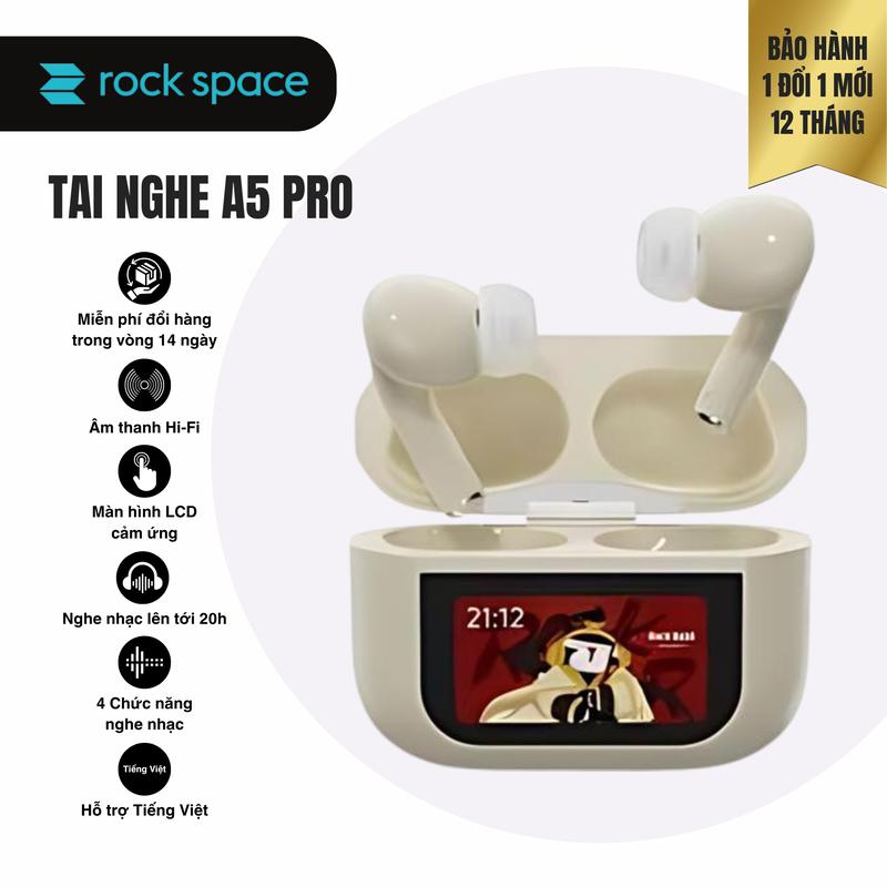 Tai nghe bluetooth không dây nhét tai Earphone chống ồn chủ động ANC Rockspace A5 pro TWS có mic Nghe Nhạc hàng chính hãng bảo hành 12 tháng