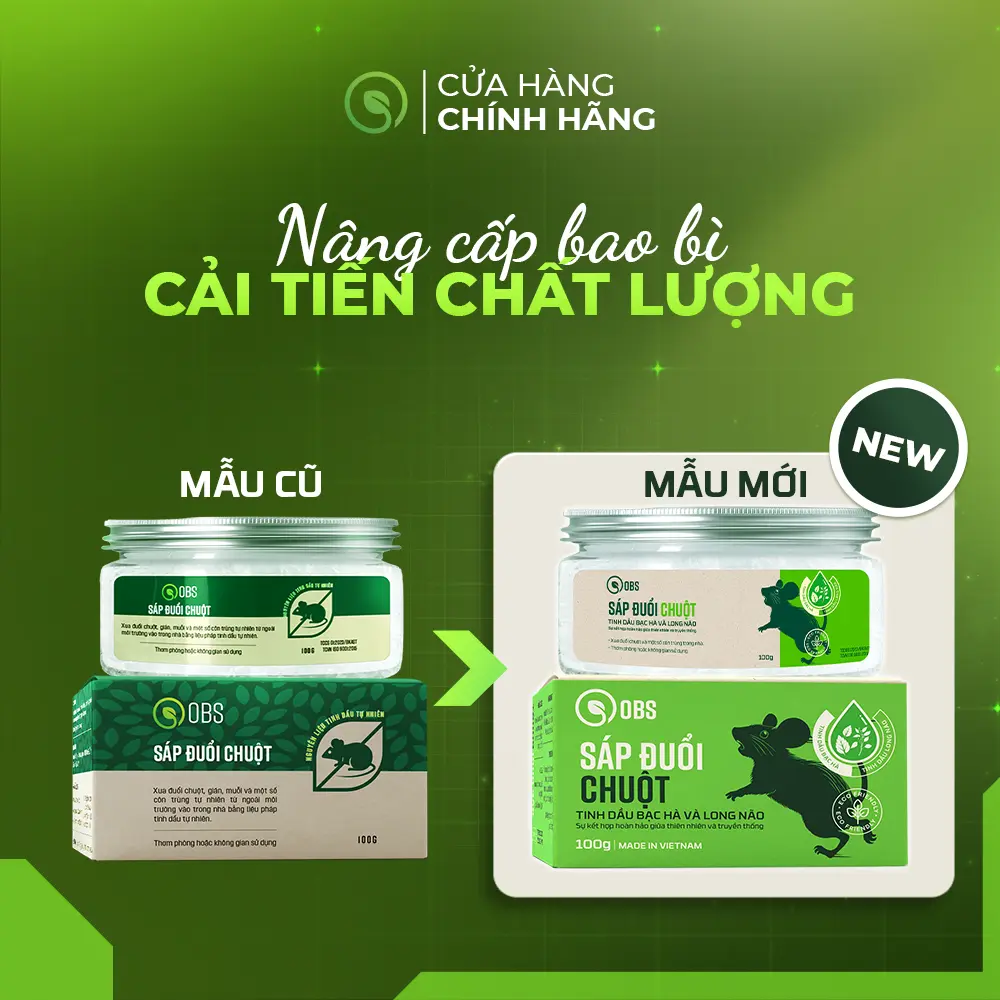 Sáp Đuổi Chuột Và Côn Trùng OBS, Nguyên Liệu Tinh Dầu Tự Nhiên - An Toàn Cho Mẹ Bầu, Trẻ Em Và Kể Cả Thú Cưng Trong Gia Đình (100g/Hộp)