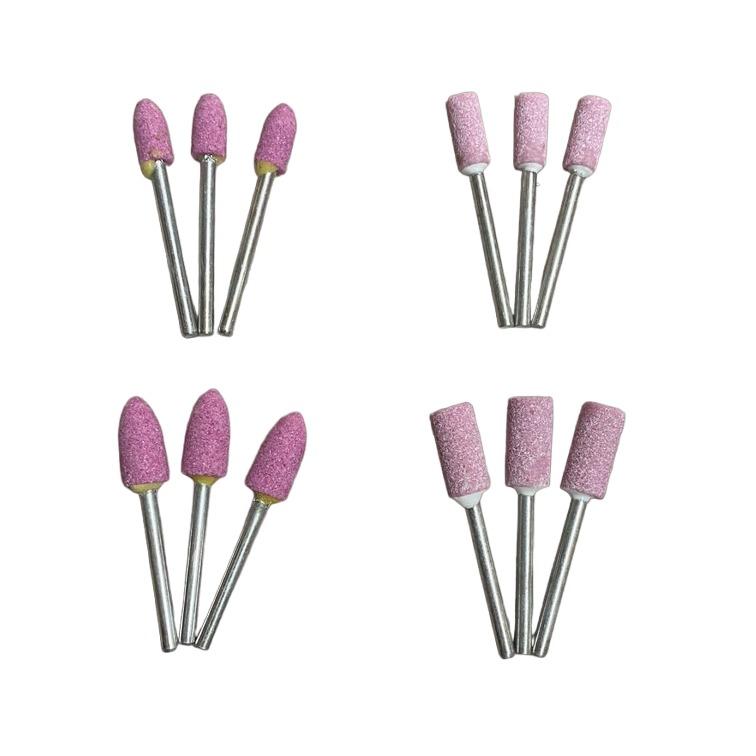 Combo 10 Mũi đá mài, đầu đá mài hồng mini hình trụ, hình nón cán 3mm đường kính 6mm - 8mm lắp máy khoan, máy mài khuôn