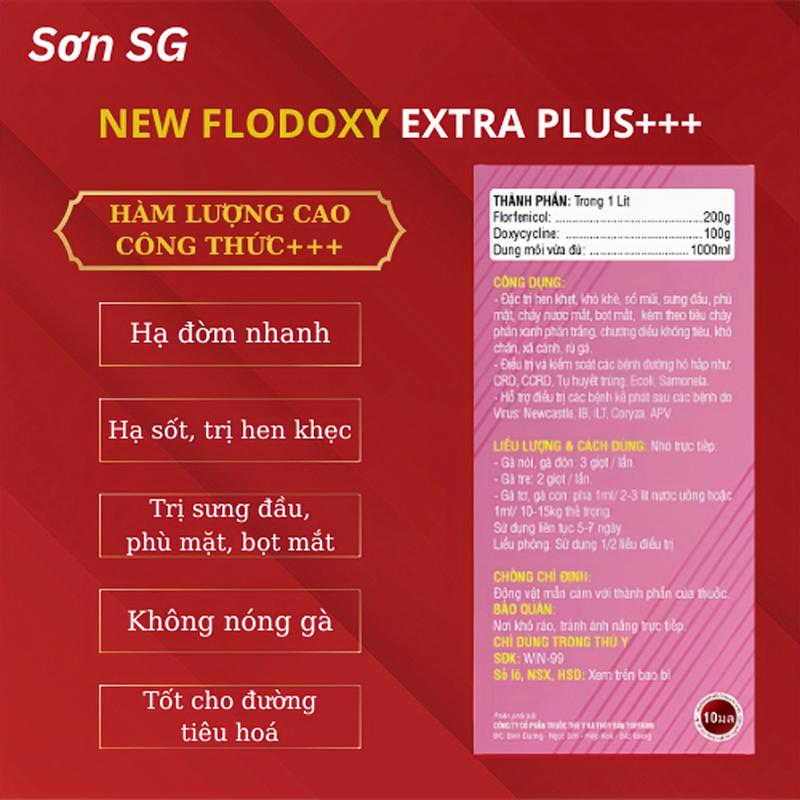 New FLODOXY EXTRA PLUS hàm lượng cao. Trị hen khẹc, khò khè, có đờm, sưng đầu, phù mặt, viêm mắt có bọt, chảy nước mắt mũi, tốt cho đường tiêu hoá gà. chai 10ml 4