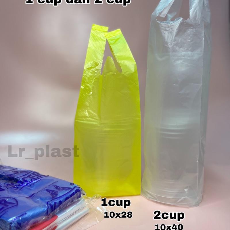 HD KANTONG PLASTIK GELAS 1 CUP & 2 CUP / PLASTIK HD JUICE 1 GELAS & 2 GELAS / PLASTIK GELAS BENING & WARNA 0