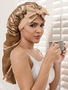 Gorro de noche para mujer de estilo simple en color sólido, gorro para el cuidado del cabello con banda elástica, gorro casual para uso diario