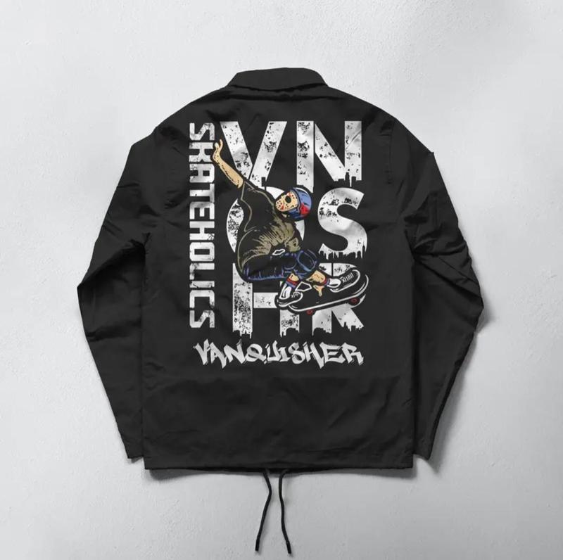 Product Introduction of COACH jacket skateholic/jaket windbreaker terbaru pria wanita real pict 3 varian warna COD seluruh indonesia Jaket Kancing Panjang Parasut Printing Waterproof Tebal Keren 34
