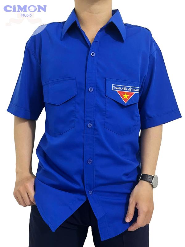 Áo đoàn nam tay ngắn, áo đoàn thanh niên thêu đủ size 1