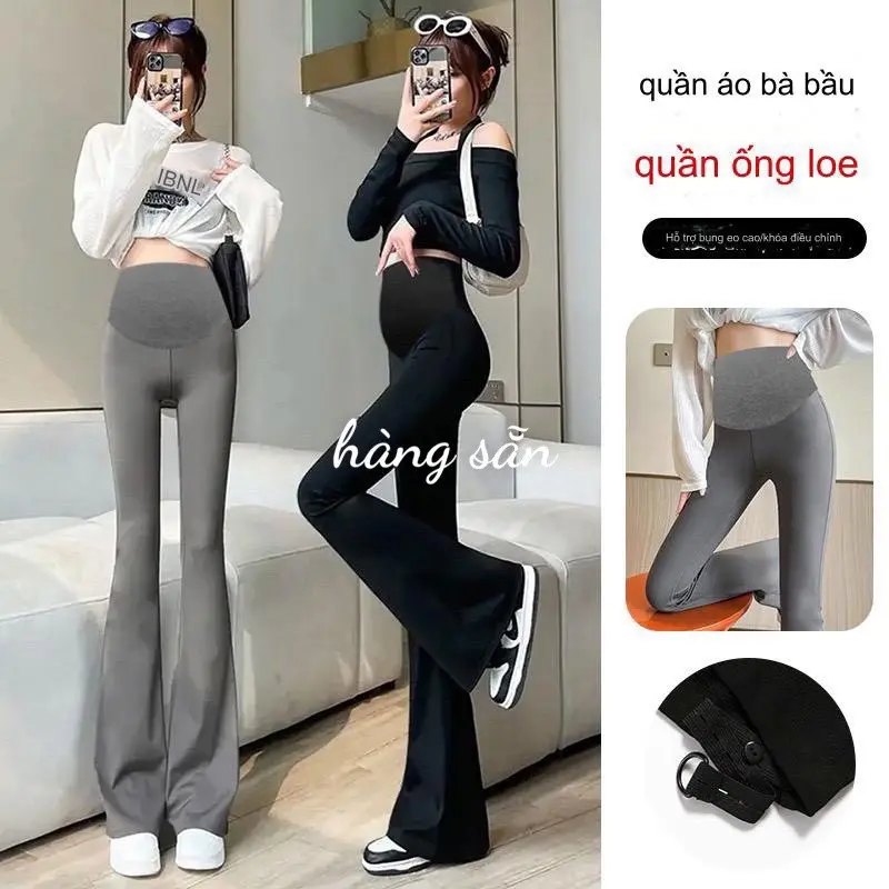 Quần bầu dáng dài , siêu phẩm quần bầu dáng dài ống loe cực tôn dáng q8 Thai kỳ Váy Bầu Đầm Bầu