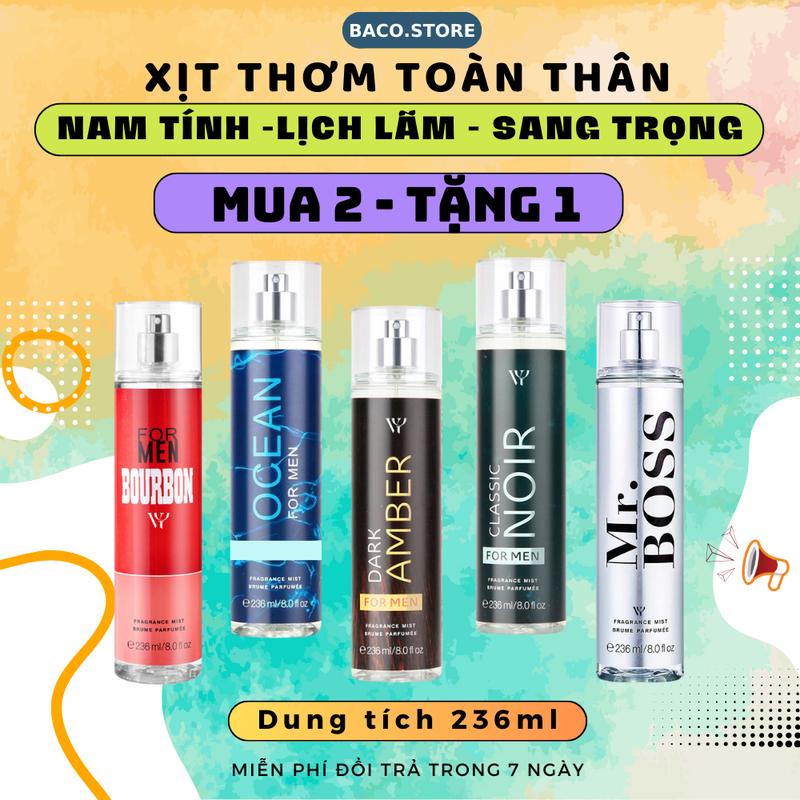 body mist cho nam Xịt thơm toàn thân 236ml Mạnh mẽ sang trọng