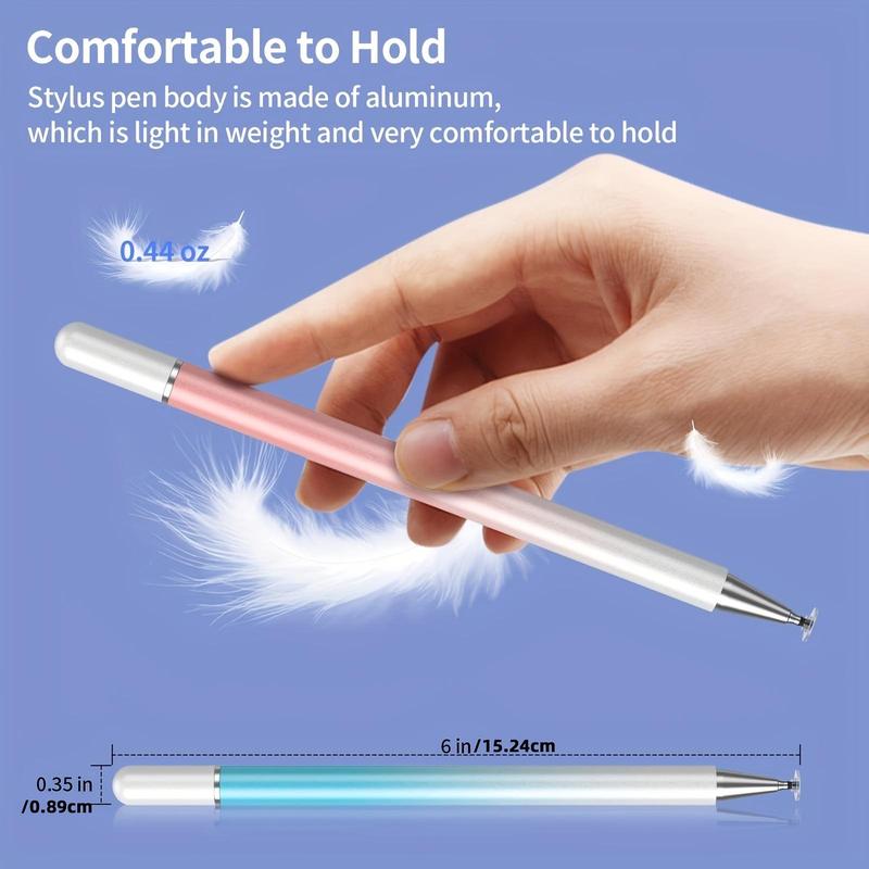 2 In 1 Stylus Pen with Magnetic Cap, High Sensitivity Disc & Fiber Tip Stylus Pen, Universal Stylus Pen Compatible with iPad, iPhone, Android, Microsoft Tablets 3