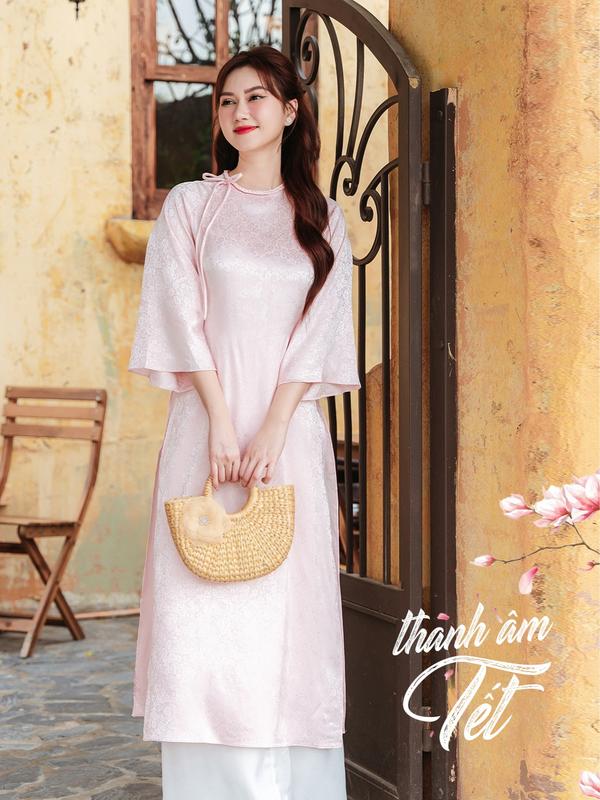 Áo dài cách tân dáng suông hoạ tiết ánh kim cổ tết, tay lỡ chất liệu gấm hoa mặc dịp lễ hội, cưới hỏi, lễ tết Nữ Women