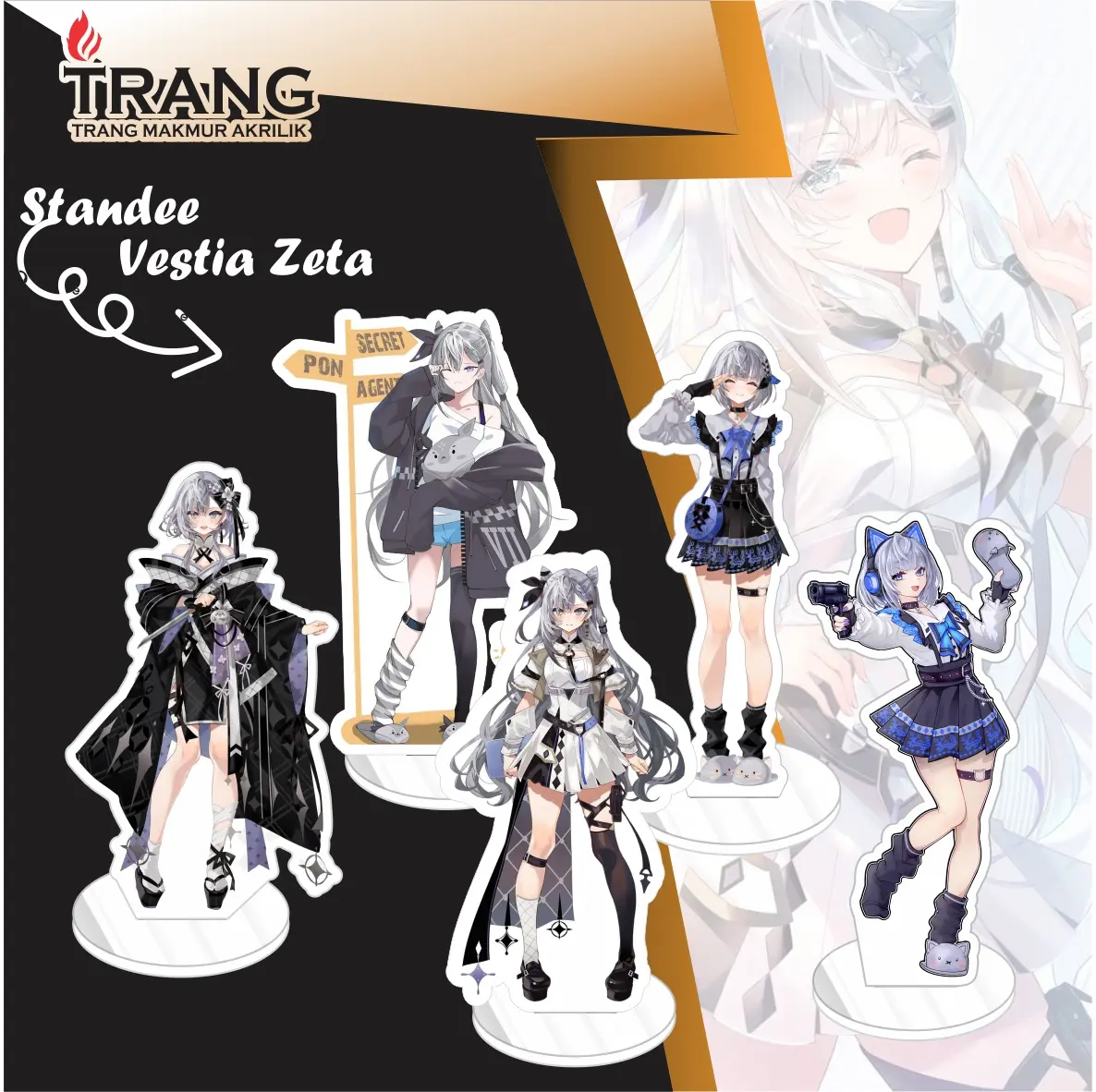 Standee Figure Akrilik Vestia Zeta Hololive / Standing Action figure Vestia Zeta Hololive Toy