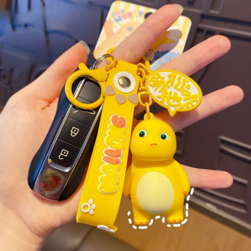 [littlecrab] Gantungan Kunci Nailong Dino Kuning Karakter Emoticon Full Body Badan Gemoy Keychain 3