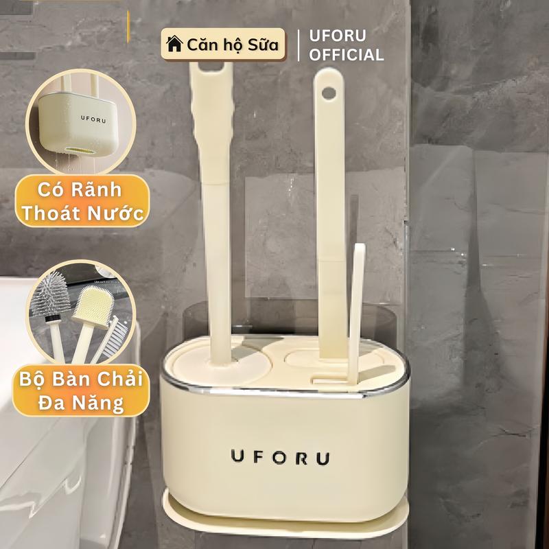 Bộ Chổi Cọ Vệ Sinh Bồn Cầu Toilet Đa Năng Dán Tường Nhà Tắm Chất Liệu Nhựa Silicon Cao Cấp - UF557 Làm Sạch