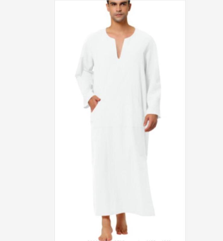 Product Introduction of 2024 Discount Fashion Hot Style Arabic Style Simple Long Men's Muslim Robe Men's 2