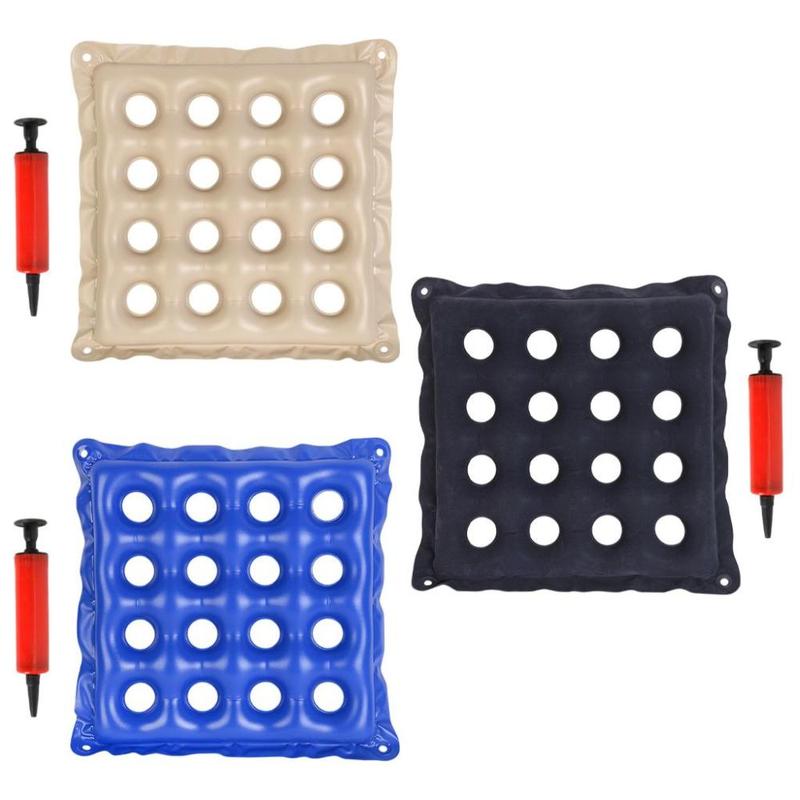 Inflatable Chair Pad 16 Hole Anti-Decubitus Washable Breathable with Inflatable Pump PVC Good Air Tightness Relax for Household Car Adult 0