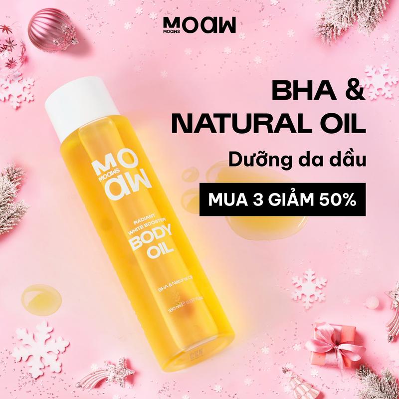 XMAS MUA 3 GIẢM 50% Dầu Body Oil BHA MOAW MOAWS - Body Oil Dưỡng Da Hỗ Trợ Rạn Da Dưỡng Ẩm Da Body - Natural Coconut - Dầu Xoa Bóp Mát Xa Massage Spa Ủ Chill - Dưỡng Thể Làm Đẹp Da Thâm Nam Nữ Women - Dầu Bodycare - Dưỡng Da Body Dầu Khoáng - S