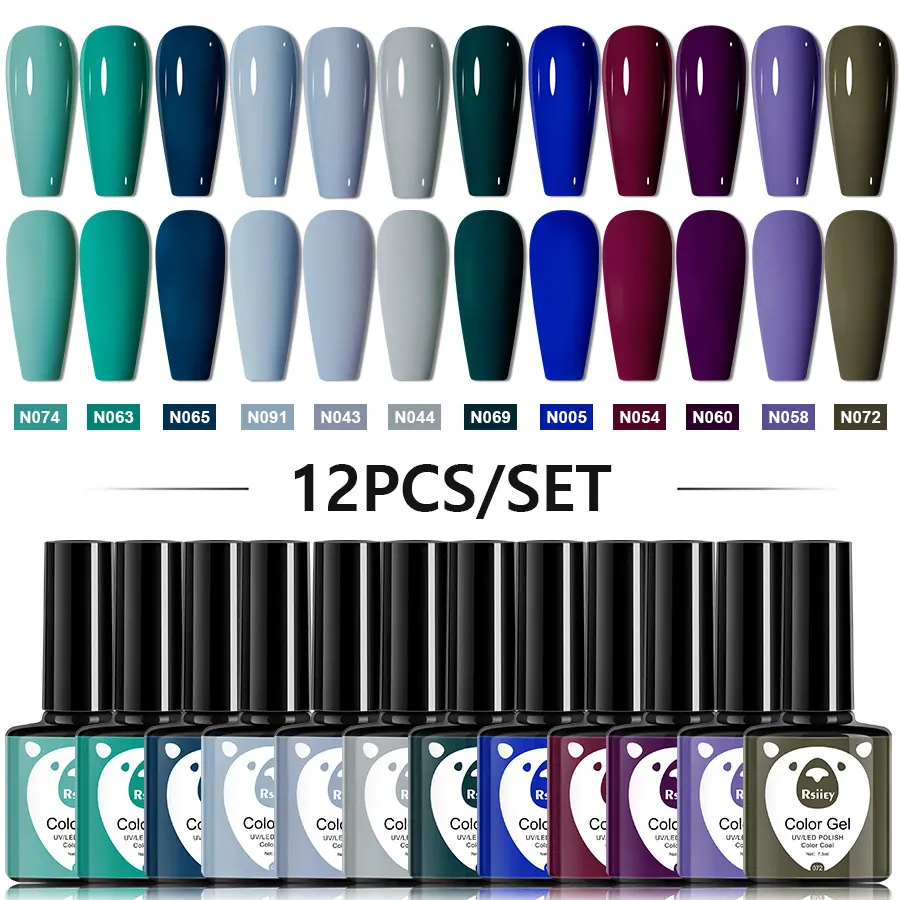 Pengilat Kuku Gel Rendam LED UV, 1 Set 12 Warna, Untuk Seni Kuku Salun Rumah, DIY, Cipta Warna, Pengilat Kuku Gel Mousse
