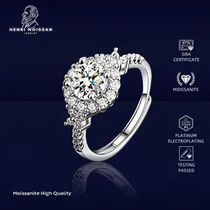 MS-R43 Cincin Wanita Moissanite 1 Carat Henri Moissan Permata 5 Layer Platinum Garansi 1 Tahun Berkualitas Tinggi High Quality Anti Luntur Karat Berubah Warna Aksesoris Perhiasan Cincin Nikah Permata VVS1 Elegan Free Box