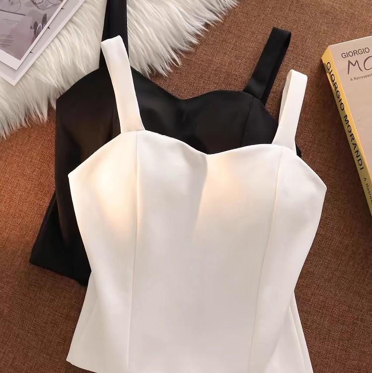 Áo Hai Dây Crotop Có Mút Cho Nữ Women Đen Thiết Kế Tạo Dáng Ngực Đẹp Mút Ngực Tích Hợp Chất Liệu Mềm Mại Thoáng Khí