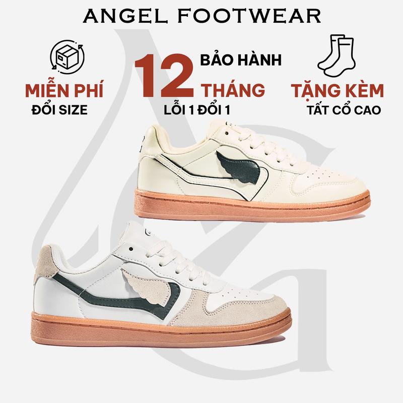 Giày nam sneaker Angel Wings dáng giày thể thao basic đế nâu vintage, Giày nữ thể thao đế thấp đi bộ tập gym chính hãng Angel Footwear