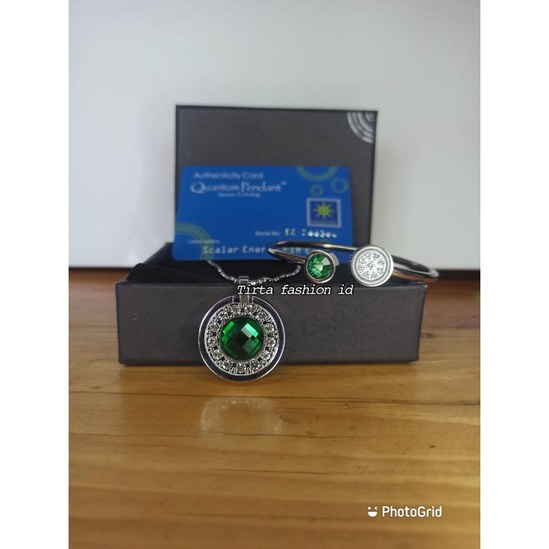 Bio energy Health bracelet set, quantum pendant gem, original box, certificate card, chain, bracelet, many 3