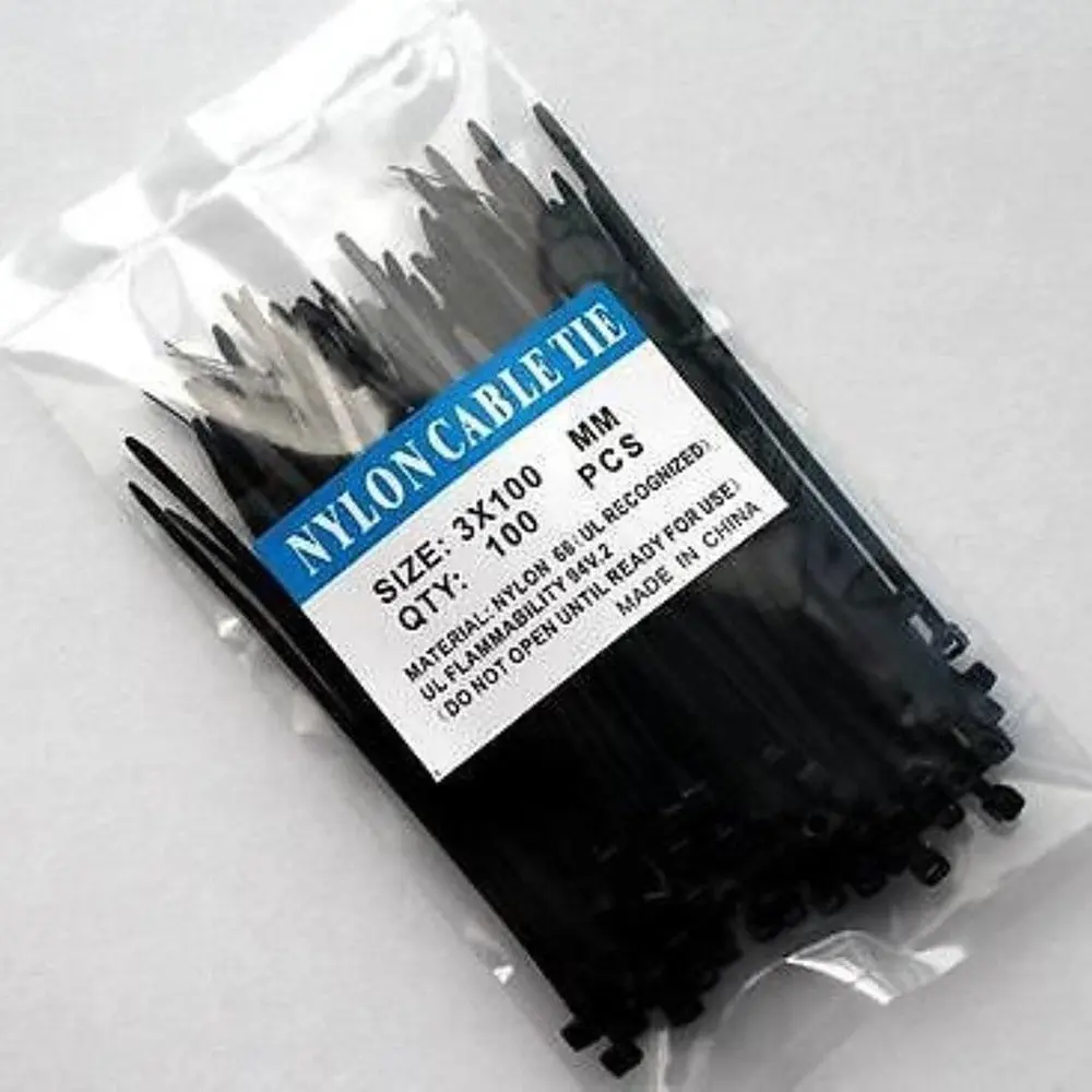 100Pcs/Pack 3*200mm Nylon Cable Ties Self Locking Black For Home Appliance