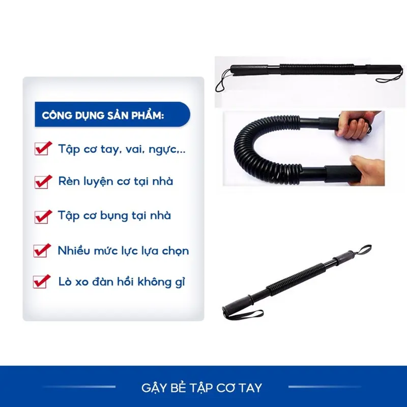 Gậy bẻ tập cơ tay ngực vai thanh lò xo Vàng- Đen cao cấp lực bẻ 20kg -100kg(tặng kèm túi đựng) đàn hồi tốt phù hợp luyện tập thể thao tại nhà 0