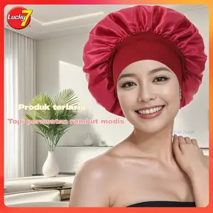COD/LuckyTujuh/Topi perawatan rambut dewasa yang sangat elastis/topi bersalin berbentuk kubah/tepi lebar warna solid/topi kemoterapi/rumah/topi mandi/topi tidur/tidak menekan rambut/elastisitas tinggi/dewasaBathHat