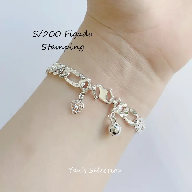 Vòng Tay Bạc Chính Hãng PROMO925, S / 200 Curb / Figado Kid / Adult, Thiết Kế Trẻ Em Và Người Lớn, ** Gelang Dunhil, Gelang Stamping 2