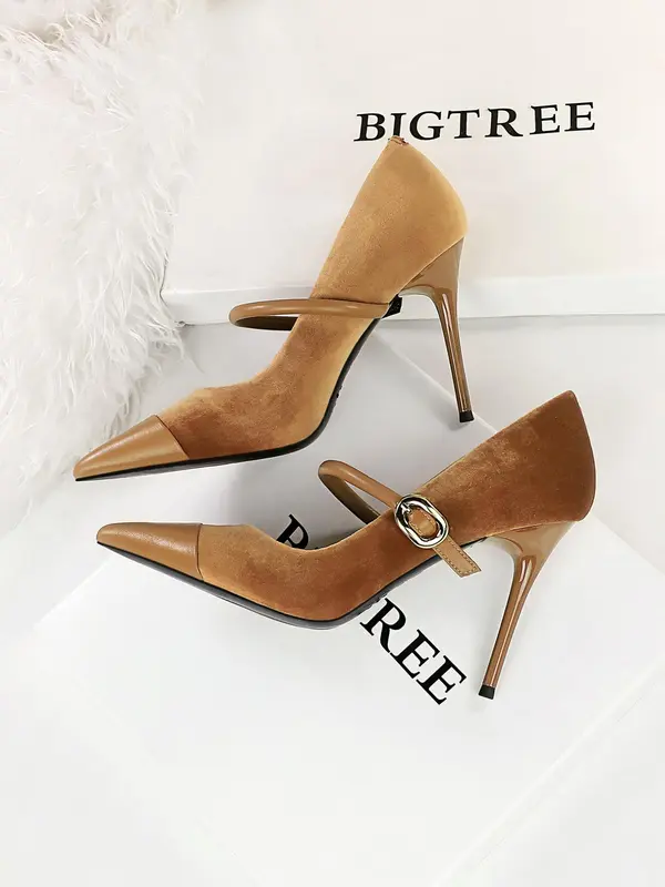 Women's Minimalist Temperament Solid Color Pointed Toe Stiletto Heels, Elegant Buckle Design High Heels for Party, Fashionable Heels for Women, Gift Ideas for Women Heelys, Shoes for Women 6
