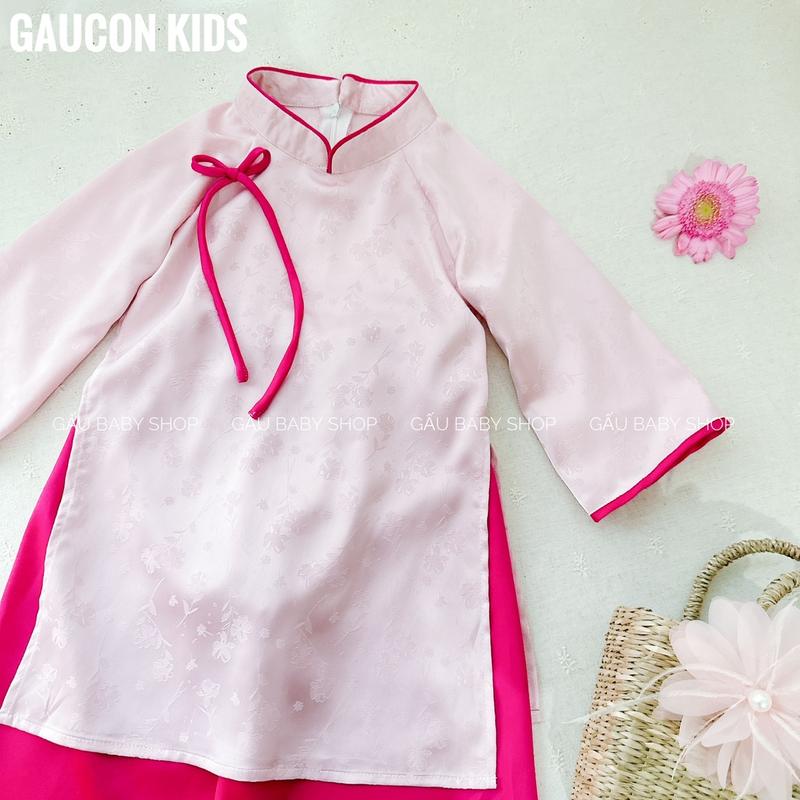 Product Introduction of Áo dài UYỂN NHƯ bé gái chất lụa gấm hoa cao cấp cho bé 8-30kg tặng bờm ngọc trai - B132 8