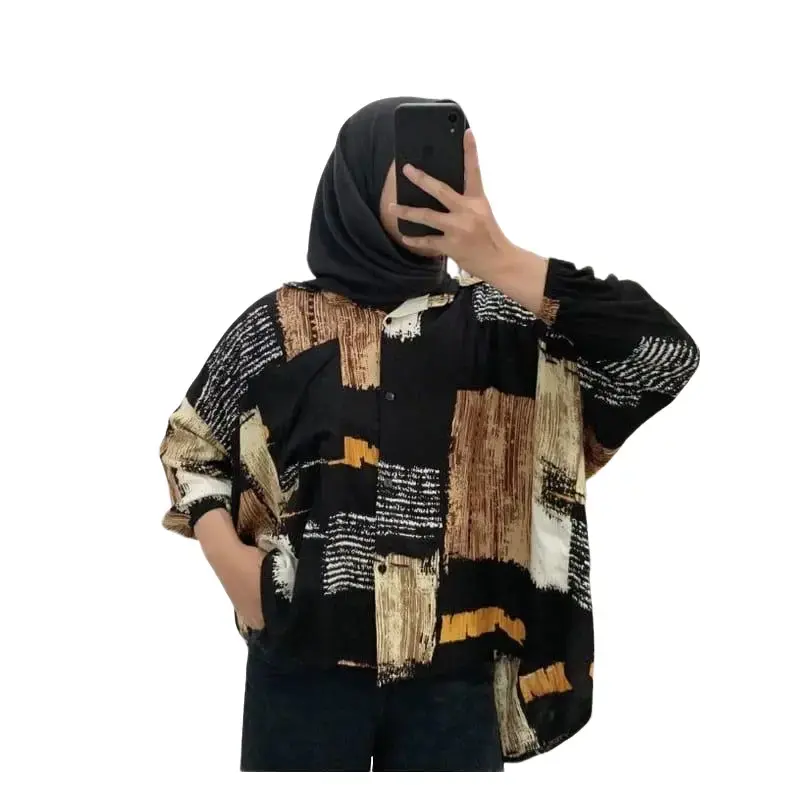 kemeja wanita oversize rayon viscose Ld 120 cm Kancing Variasi Atasan Dress Baju Motif