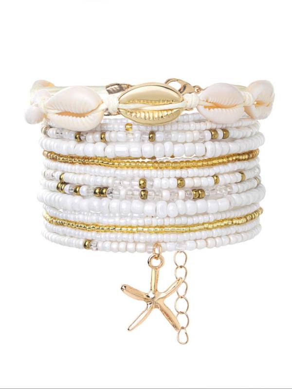 Boho Style Starfish Charm Anklet, Fashionable Beaded Anklet for Women & Girls, Casual Trendy Accessories for Party, Daily Decor for Birthday Gift 4