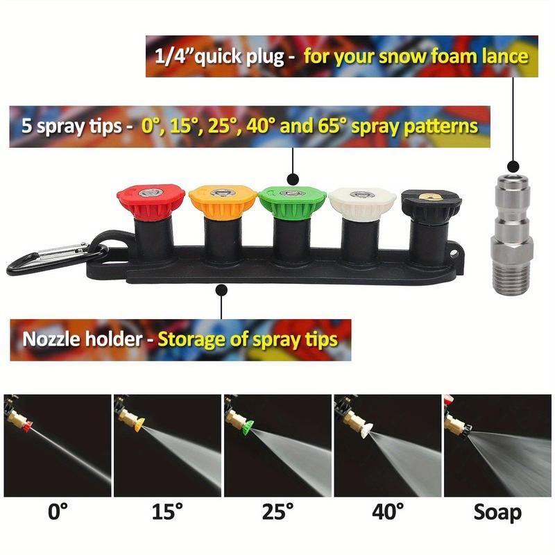 Car High Pressure Cleaning Machine Water Sprayer, 1 Set Snow Foam Lance with M22 Inlet & Quick Connect Nozzle & Converter, Efficient Cleaning Tool for Car 1