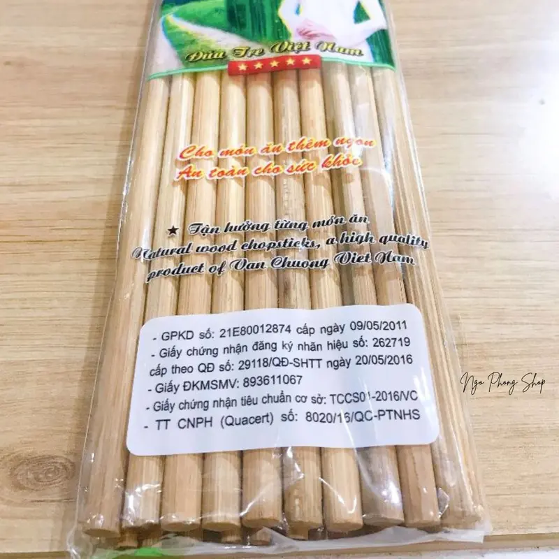 Combo 3 vĩ đũa tre trơn Văn Chương. Đũa tre cao cấp Văn Chương. Màu tự nhiên không sử dụng màu nhuộm đũa  buông 1