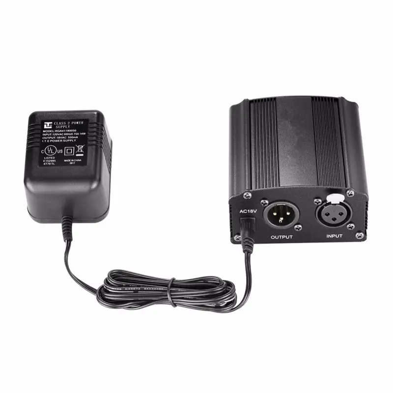 Paket Phantom Power Microphone 1 Channel 48V Supply for Condenser Microphone Plus Kabel XLR to XLR 1