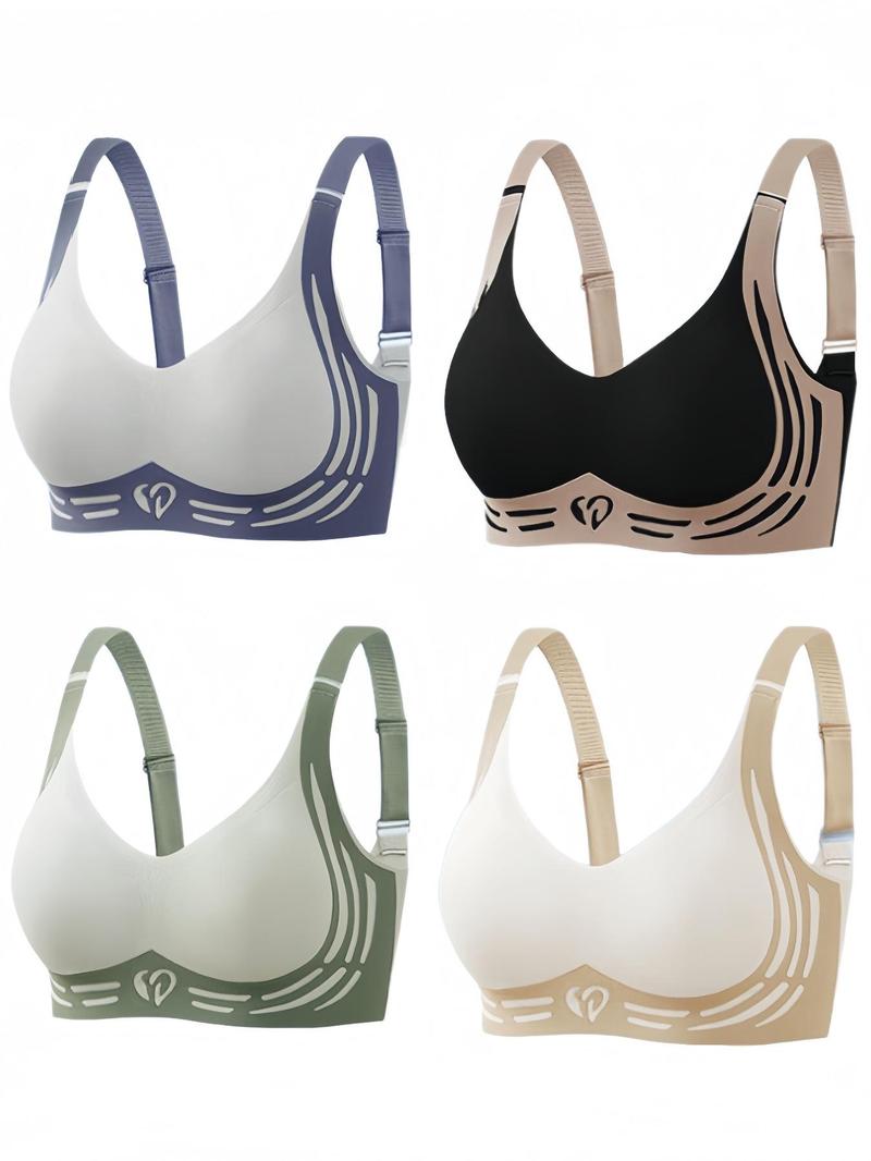 Product Introduction of Women's Colorblock Adjustable Strap Wireless Bra, Casual Comfortable Breathable Push Up Bra, Ladies Lingerie for All Seasons 5