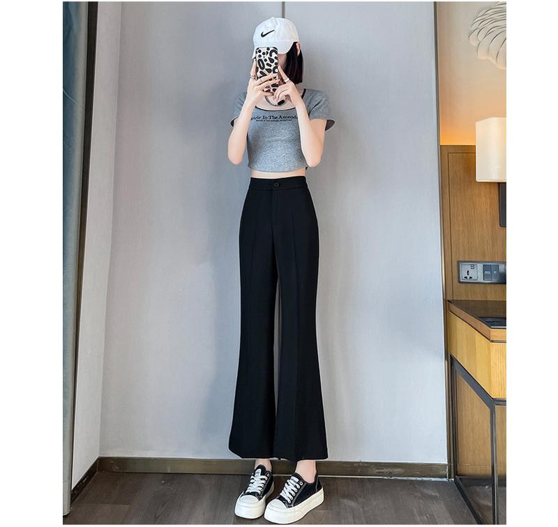Quần loe nữ nấm lùn Flared Pants Mã 04 cho m50<. Quần dài 85cm,cạp cao 5cm,hỗ trợ che khuyết điểm tôn dáng Women Kem
