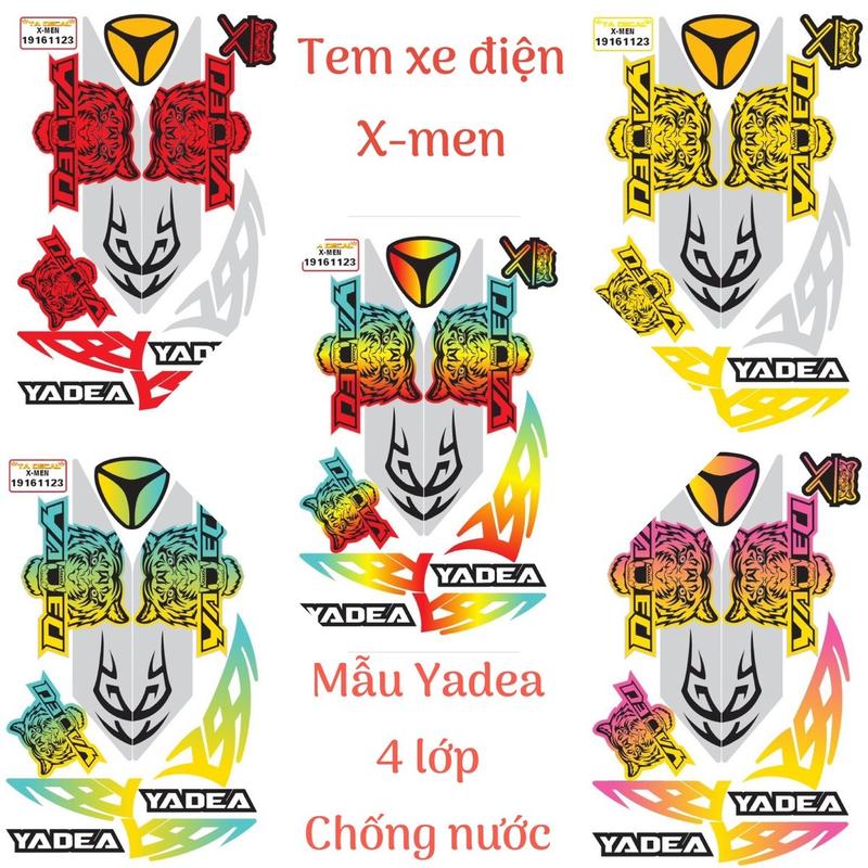 (Nhiều mẫu màu)Tem xe điện X Men mẫu Yadea in tặng kèm logo yadea,tem 4 lớp chống nước