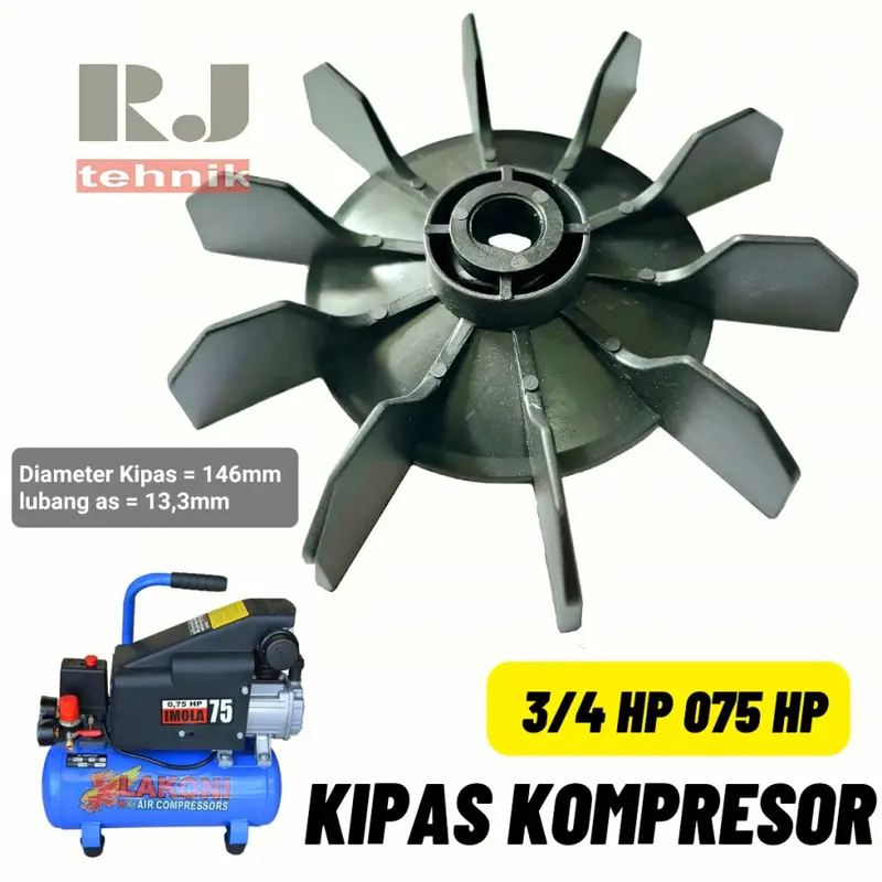 Spare Part Kompresor Kipas Fan 3/4PK 0.75HP Lazaro 0