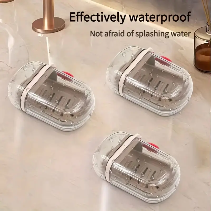 1pc Portable Soap Box with Lid, Sealed Drainage Design, PET Material, Ideal for Travel & Outdoor Leisure - Mini Storage Soap Holder for Camping, Hiking, Outdoor Personal Care Hygiene 5