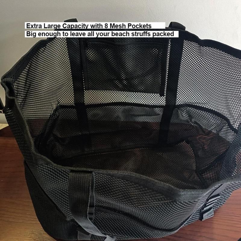 Large Capacity Mesh Beach Bag, 1 Count Portable Folding Mesh Beach Bag, Outdoor Sports Storage Bag for Swimming & Beach 6
