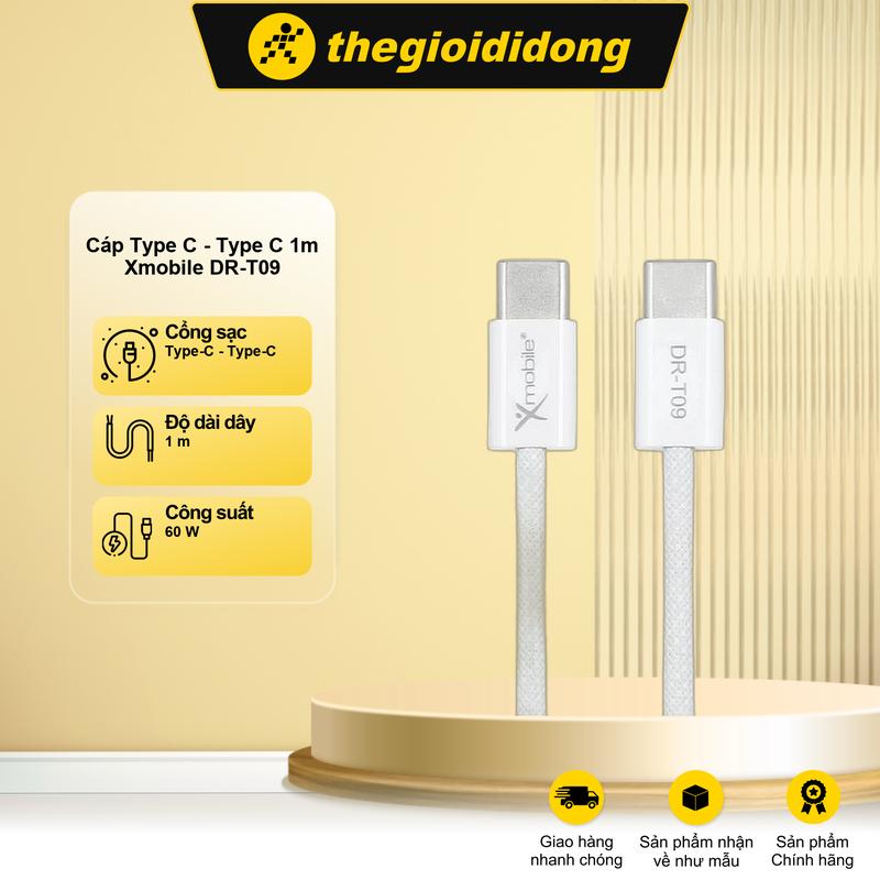 Cáp Type C - Type C 1m Xmobile DR-T09 Xám