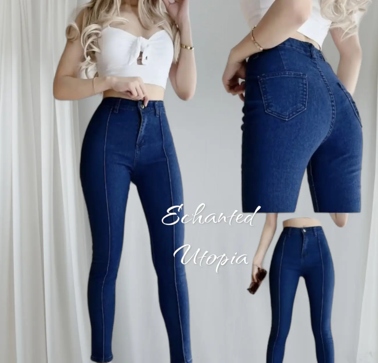 Korean fashion 2024 new sexy style high waist stretchable skinny denim with belt jeans for women
